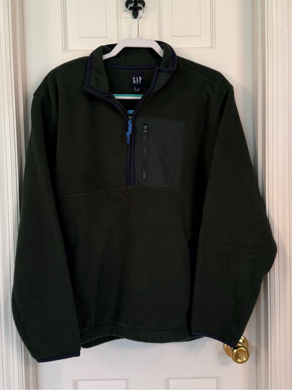 GAP Men's Dark Green Zip-Up Fleece Pullover